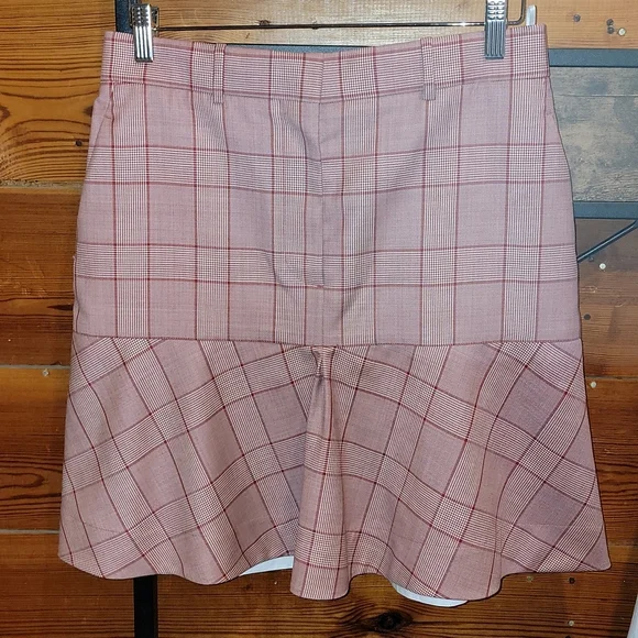 CALVIN KLEIN 205W39NYC Fluted Prince of Wales Red Plaid Mini Skirt It 44 - Picture 3 of 16